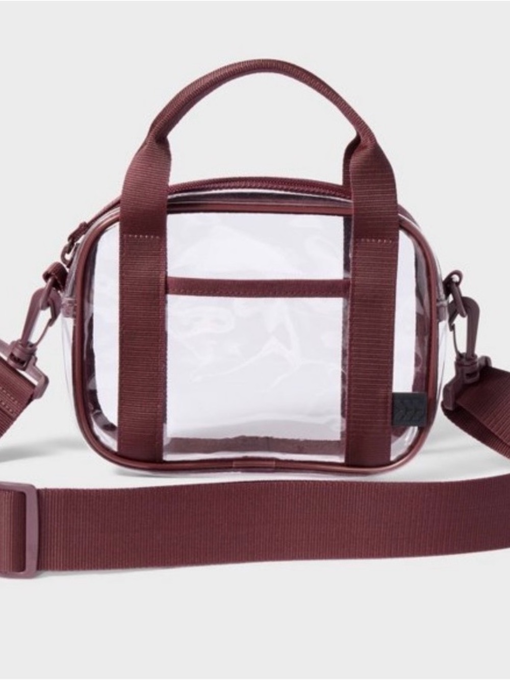 All in Motion Clear Crossbody bag in maroon/burgundy
